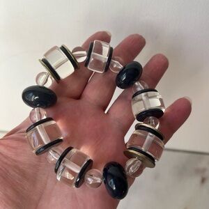 Clear & Blue Bead design Stretch Bracelet ..